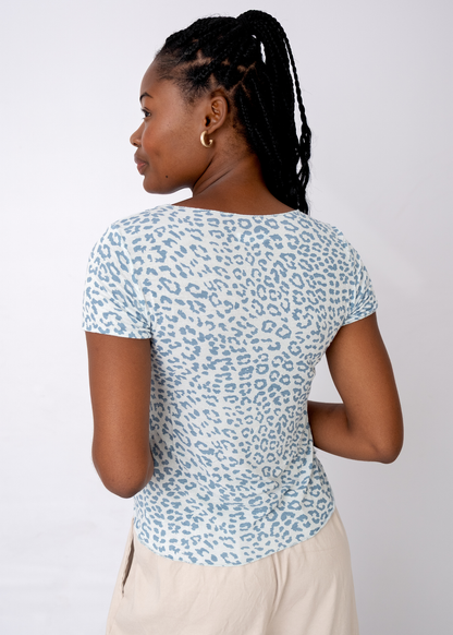 Lola Scoop Neck Shirt in Blue Safari