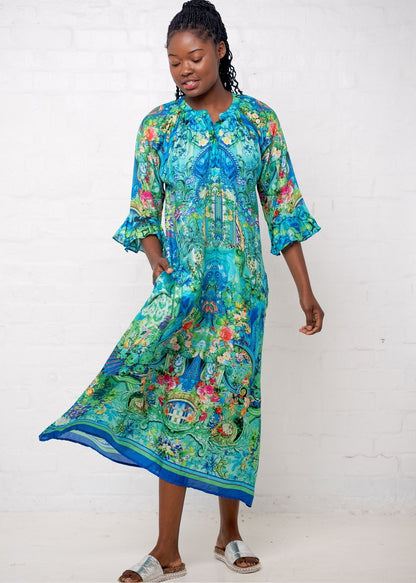 Jubilee Dress in Turquoise Crown Prnt