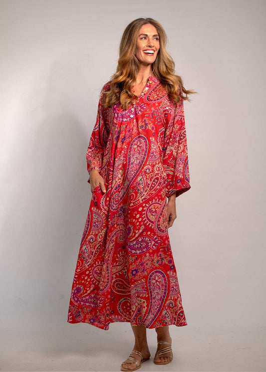 The Luna Dress in Red Paisley