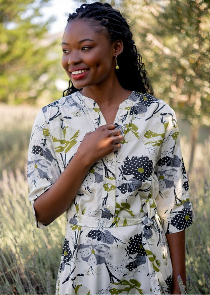 Fergie Cuffed Sleeve  Dress,  Guinea Bloom