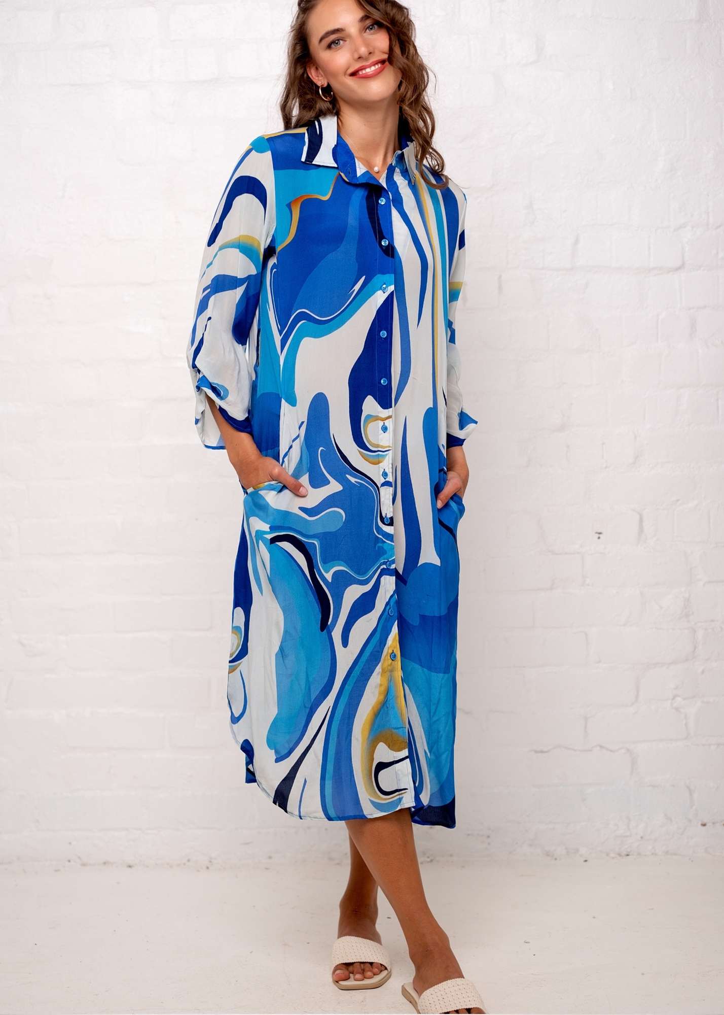 Leila Dress in Blue Rays