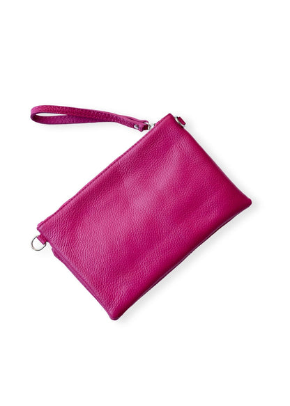 Capri Multi-Compartment Leather Crossbody & Wristlet Bag – Hot Pink