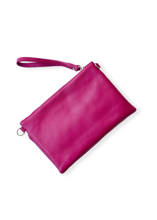 Capri Multi-Compartment Leather Crossbody & Wristlet Bag – Hot Pink