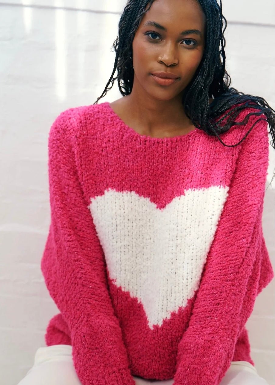 Sweetheart Chunky  Round Neck Knit in Pink