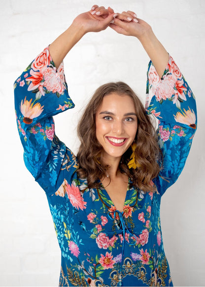 Lanira Dress in Blue Floral