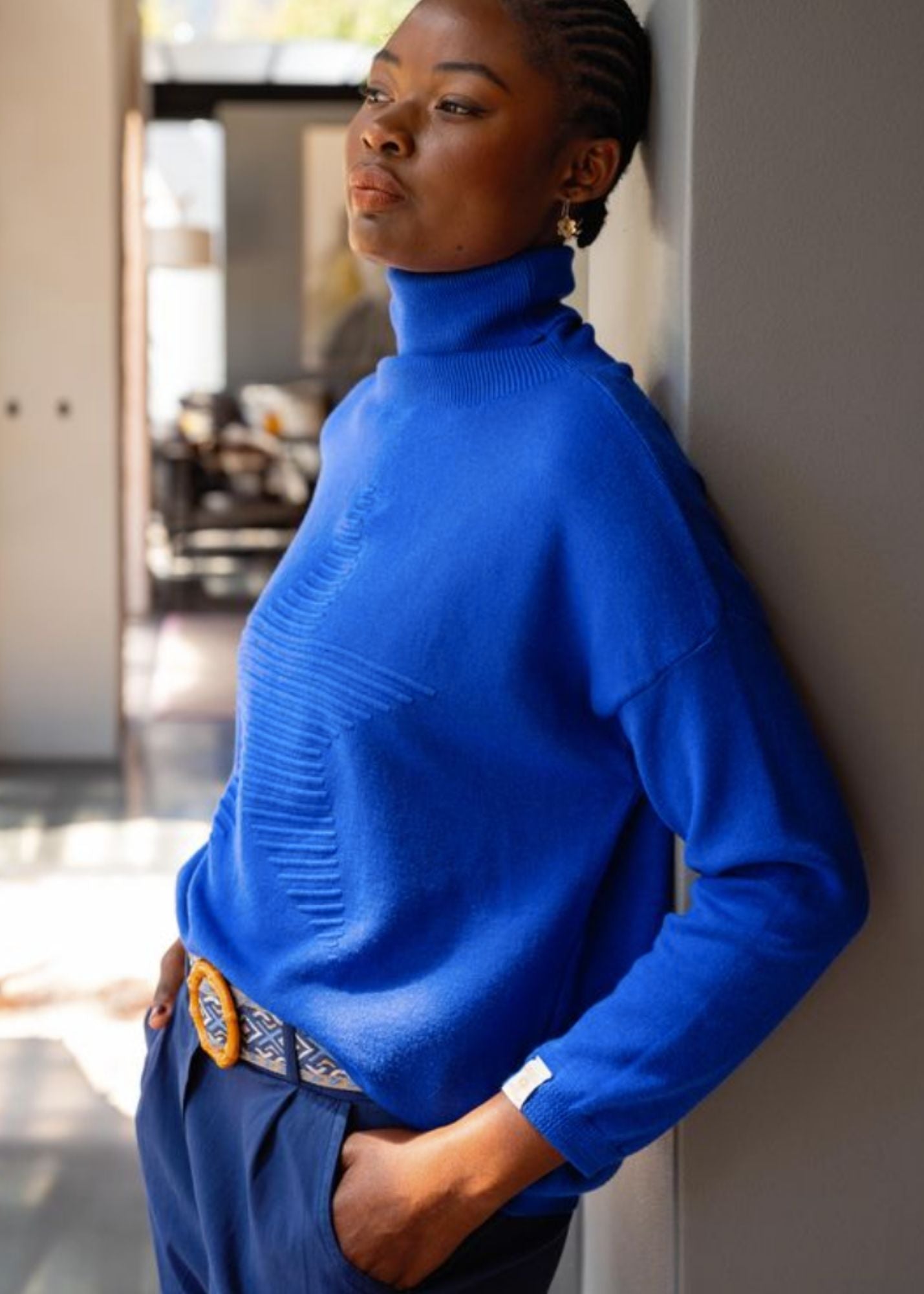 Stella Star Knit Polo Neck in Cobalt Blue