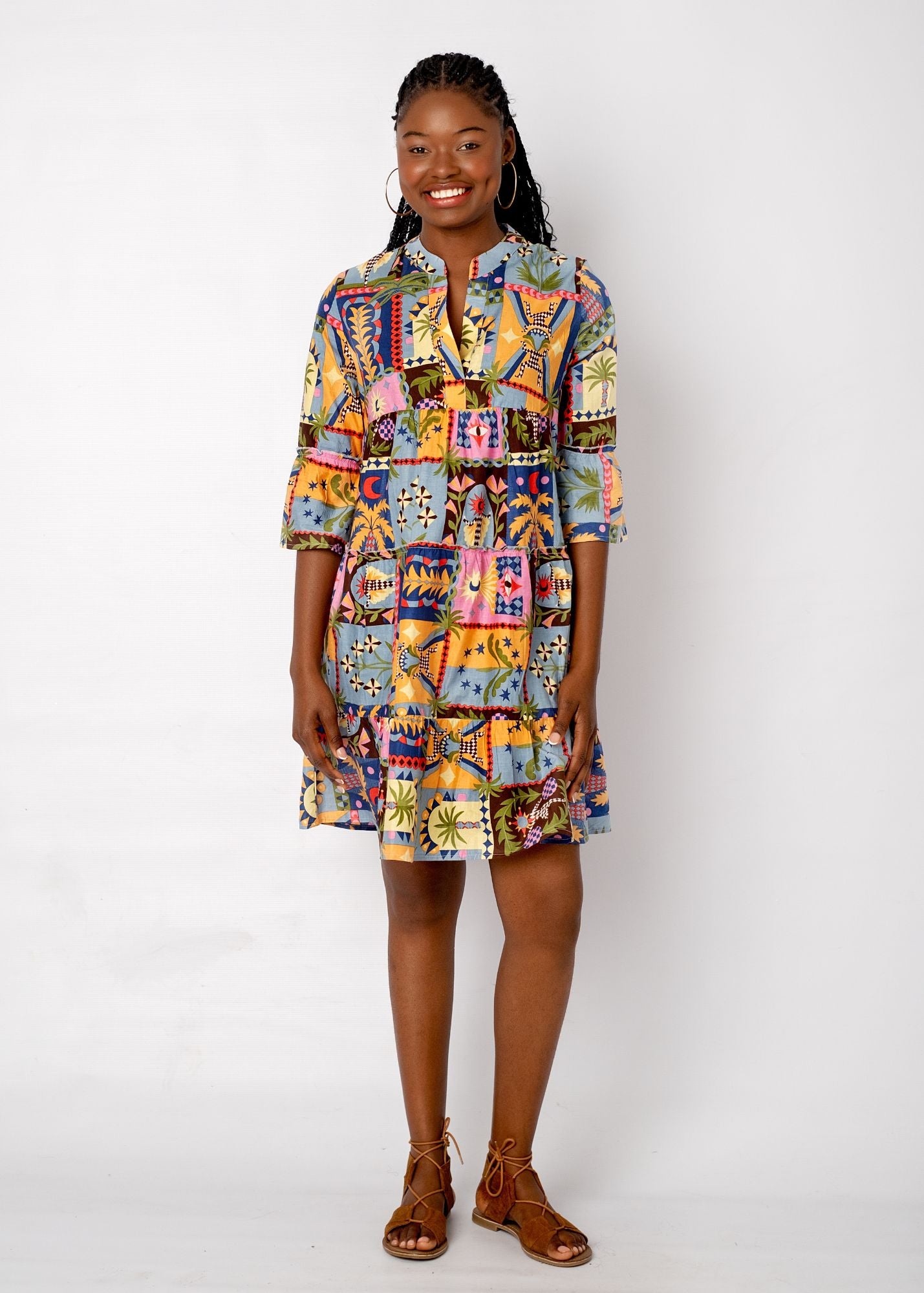 Loretta Dress in Print of Bright Berber
