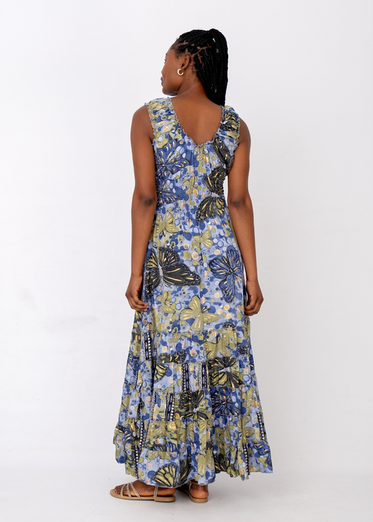 Mariposa Maxi Dress – Indigo Shimmer