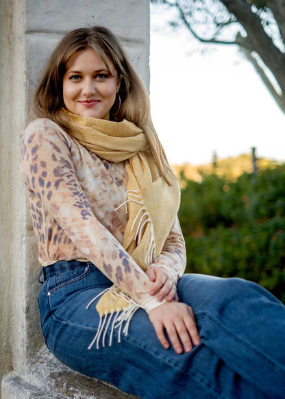 100% Wool Round Neck Long Sleeve Sweater in Brown Animal Print