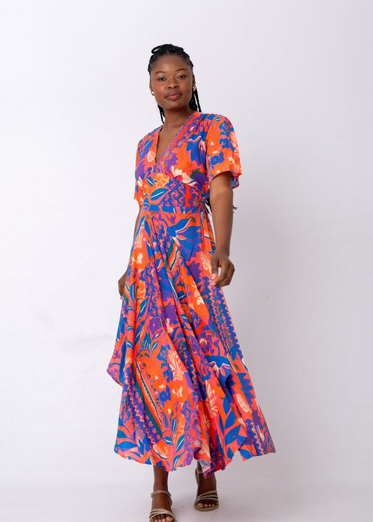 Savanna Dress in Sunset Botanica