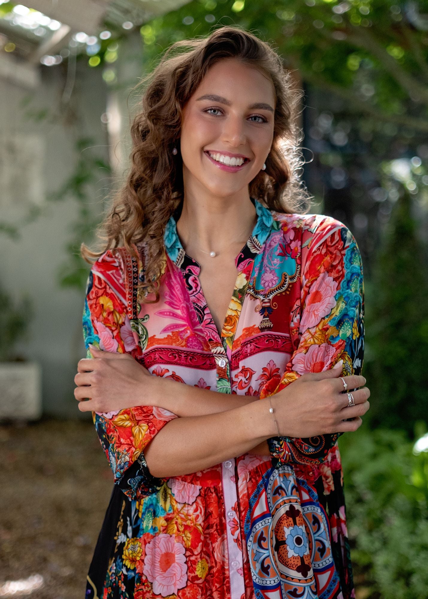 Sophie Frill Dress in Royal Summer