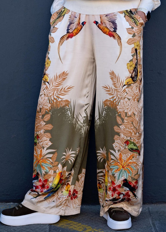 Lila Viscose Silk Blend Pants Green Paradise Road