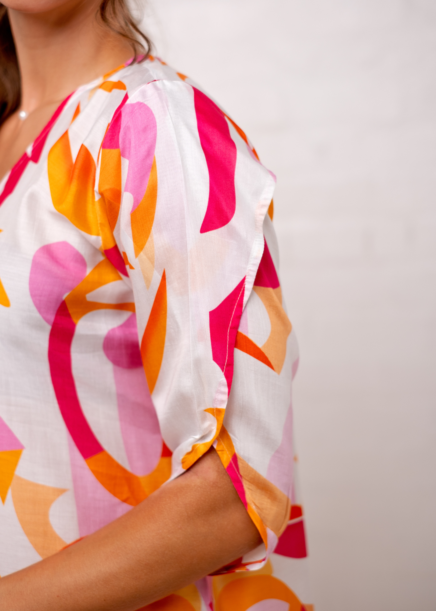 Angelina Dress in Pink and Orange Retro