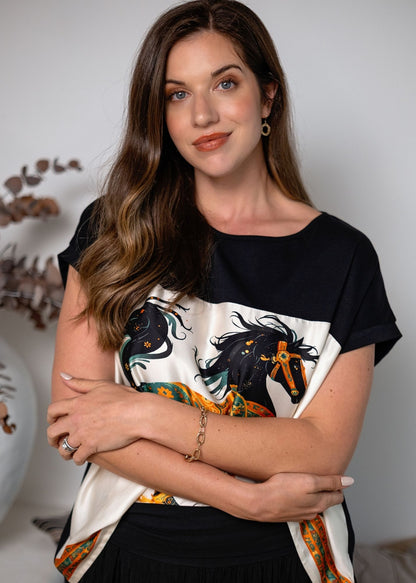 Lila Majestic Horse Print Shirt