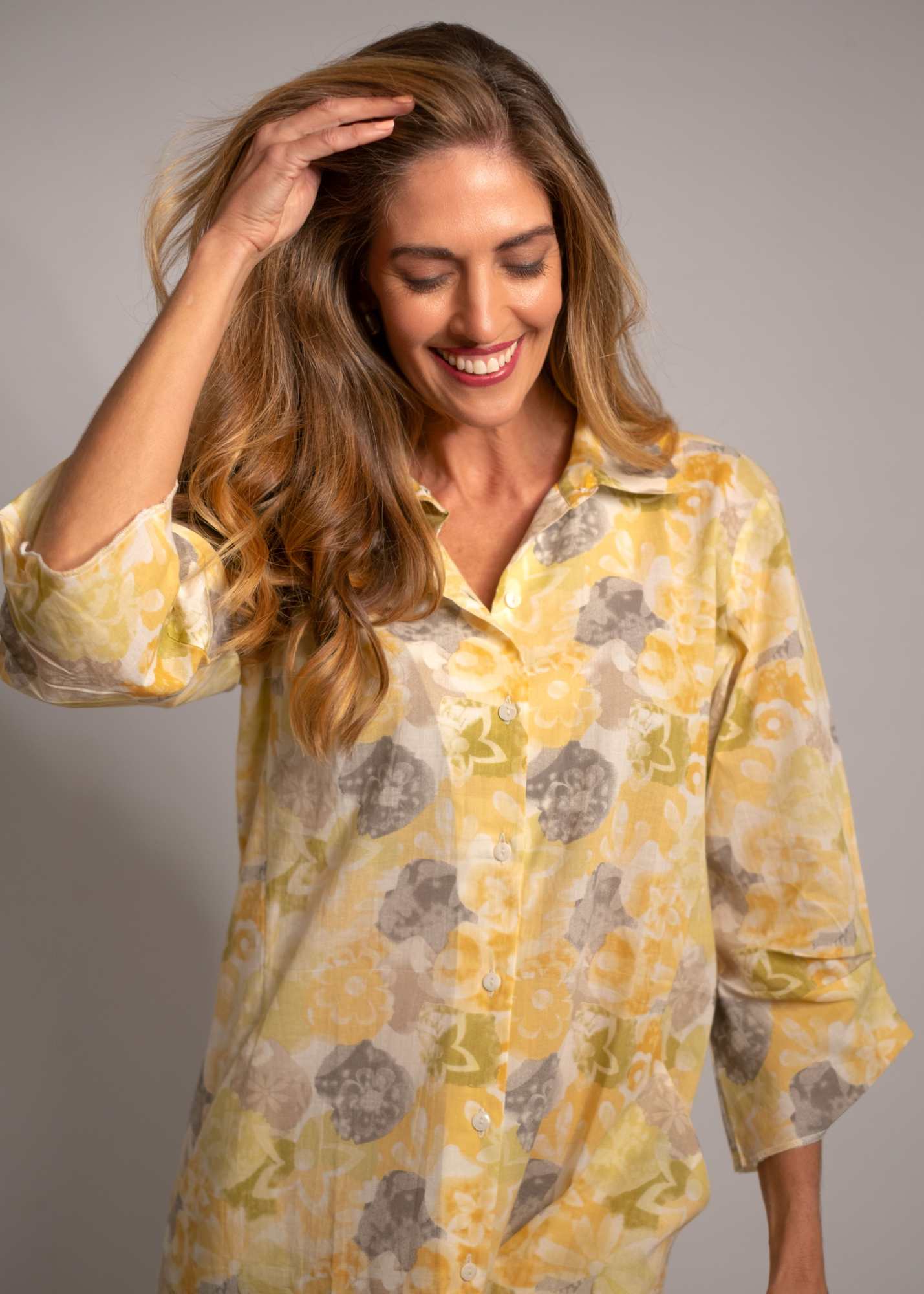 Laura Shirt Dress in Butter Yellow Taupe