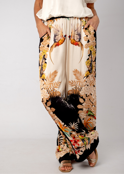 Lila Viscose Silk Blend Pants in Black Paradise