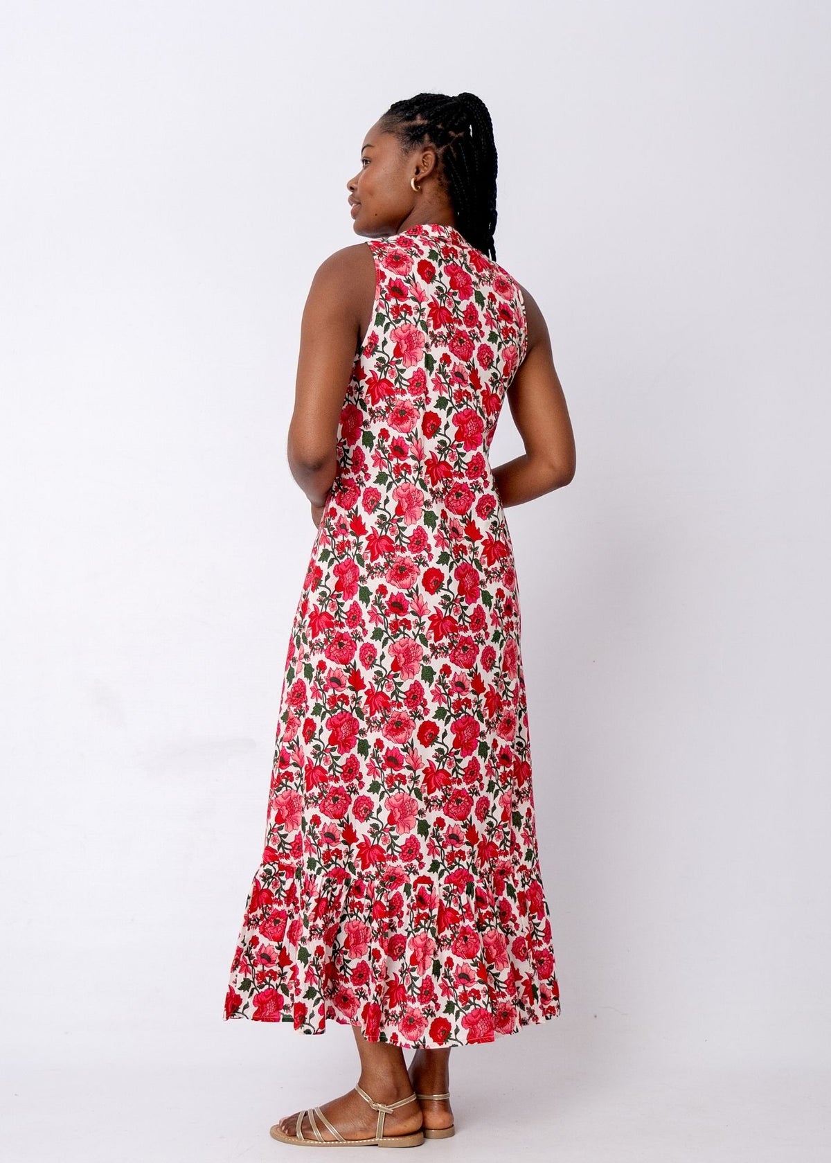 Maya V-Neck Dress in Crimson Meadow