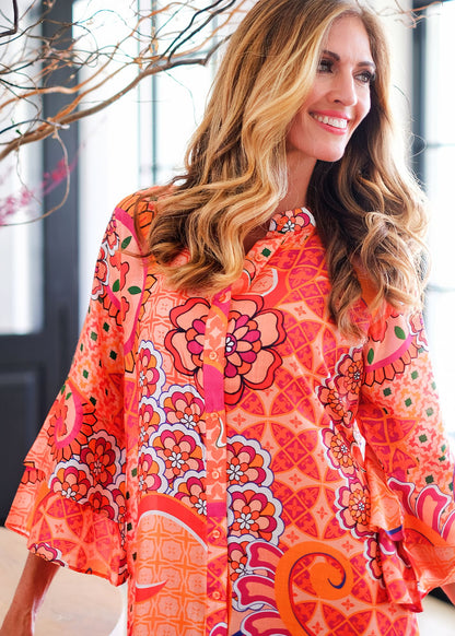 Symphony Dress in Coral