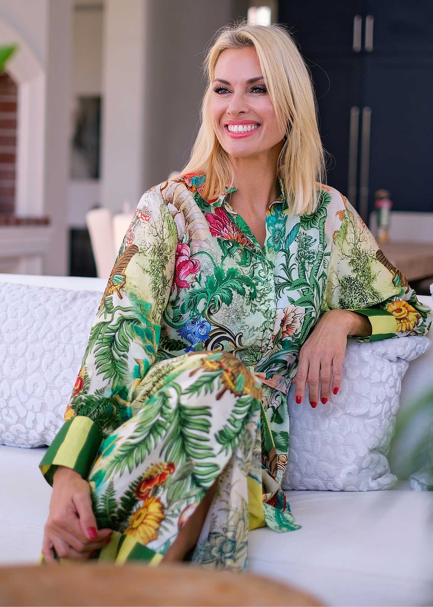 Euphoria Gown in Green jungle with border