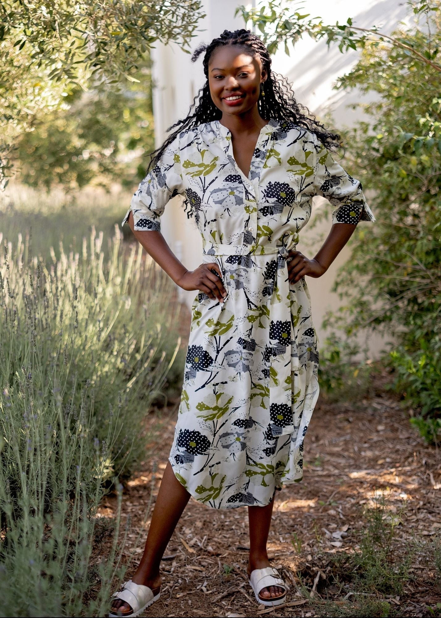 Fergie Cuffed Sleeve  Dress,  Guinea Bloom