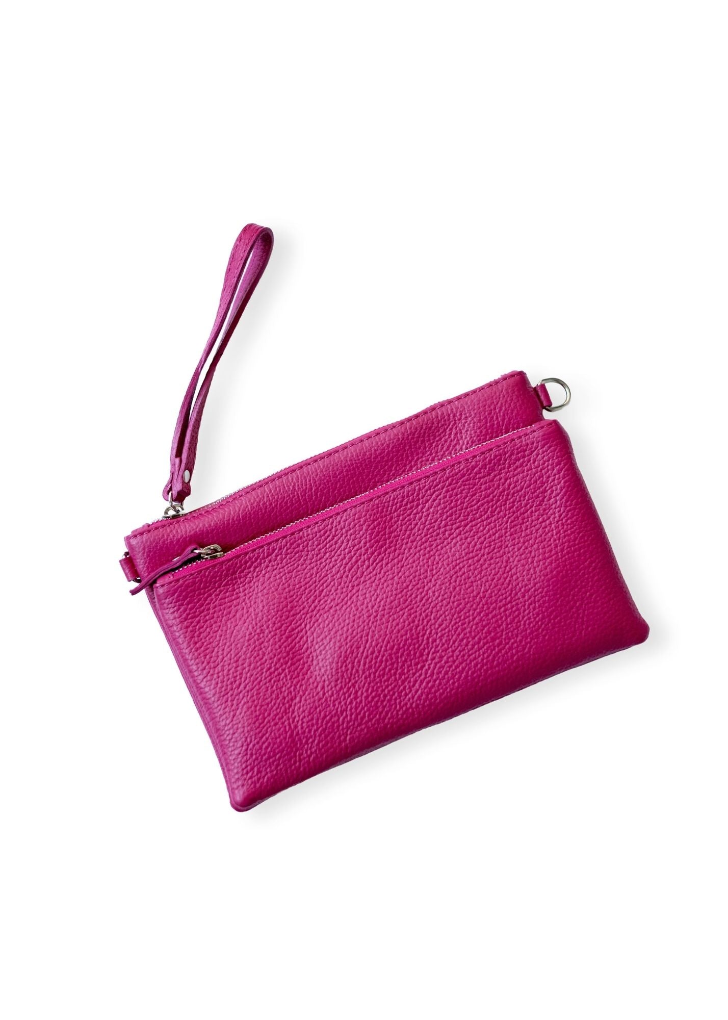 Capri Multi-Compartment Leather Crossbody & Wristlet Bag – Hot Pink