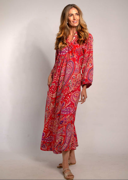 The Luna Dress in Red Paisley