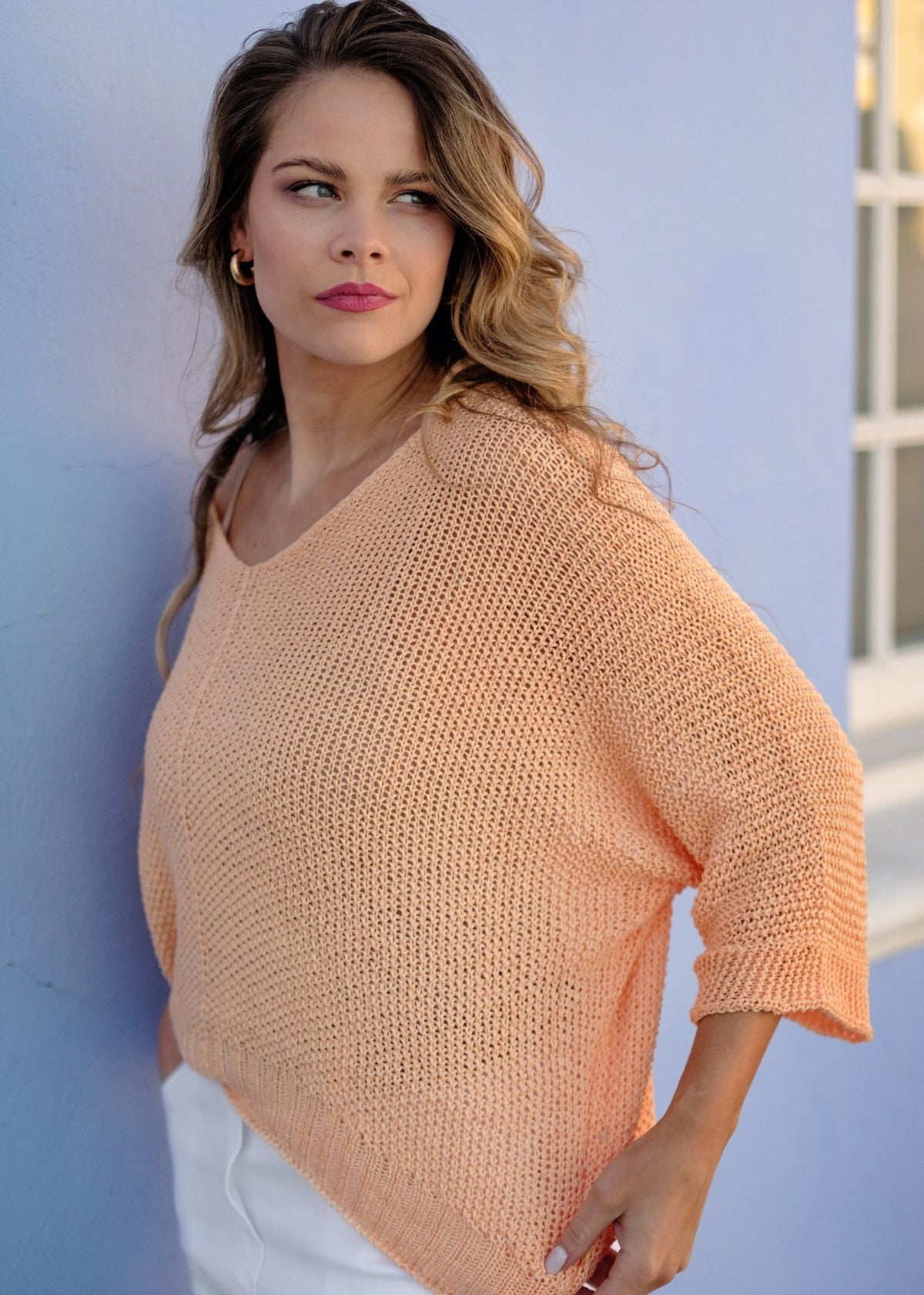 Riviera Summer Knit Top in Apricot