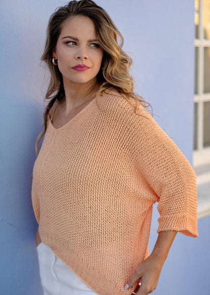 Riviera Summer Knit Top in Apricot