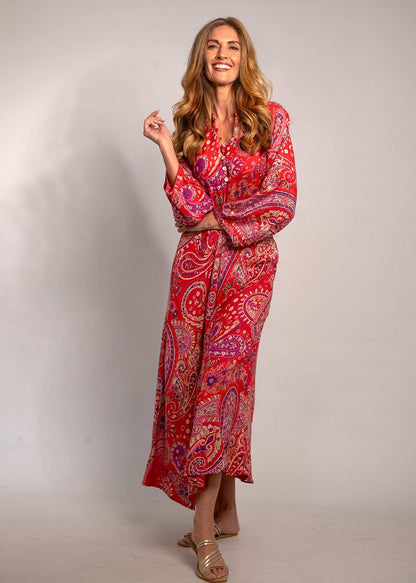 The Luna Dress in Red Paisley