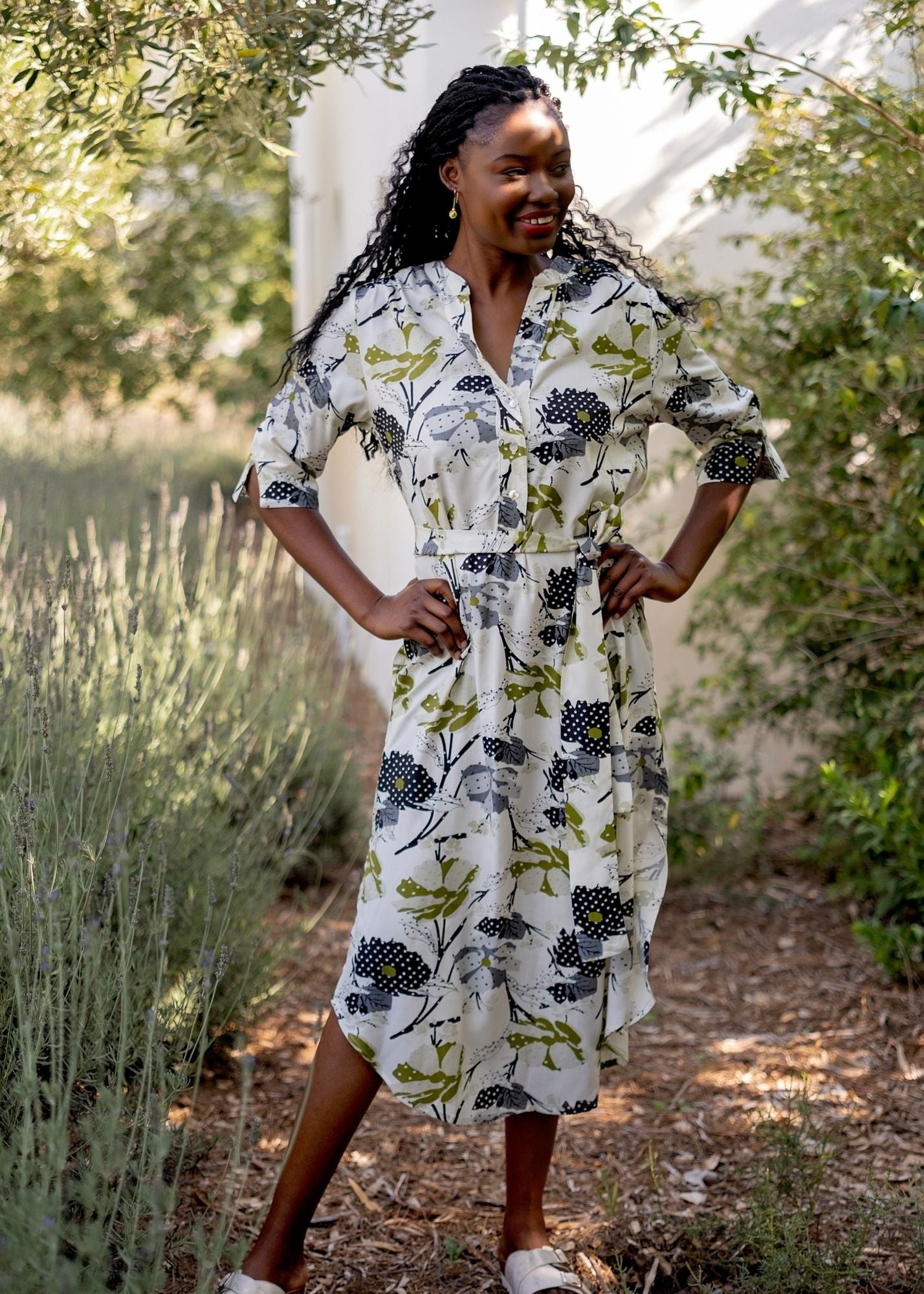 Fergie Cuffed Sleeve  Dress,  Guinea Bloom