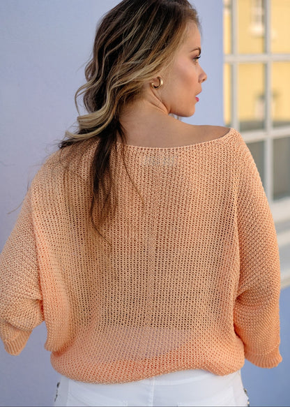 Riviera Summer Knit Top in Apricot