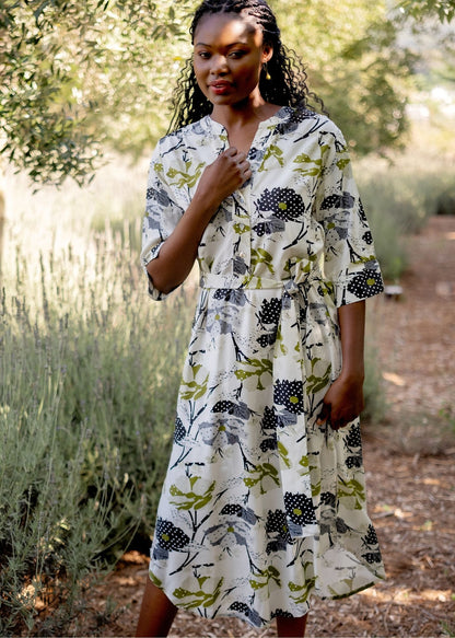 Fergie Cuffed Sleeve  Dress,  Guinea Bloom