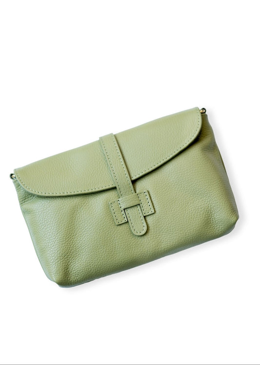 Capri Leather Crossbody Bag – Sage