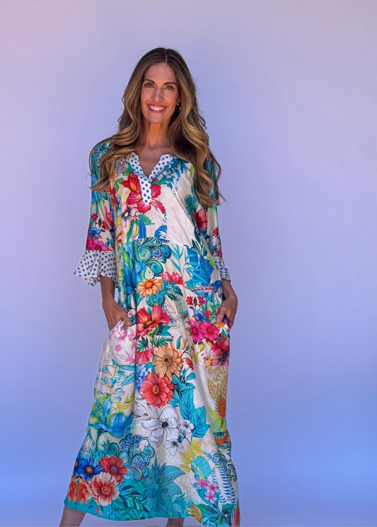 Jubilee Dress Cream Hibiscus