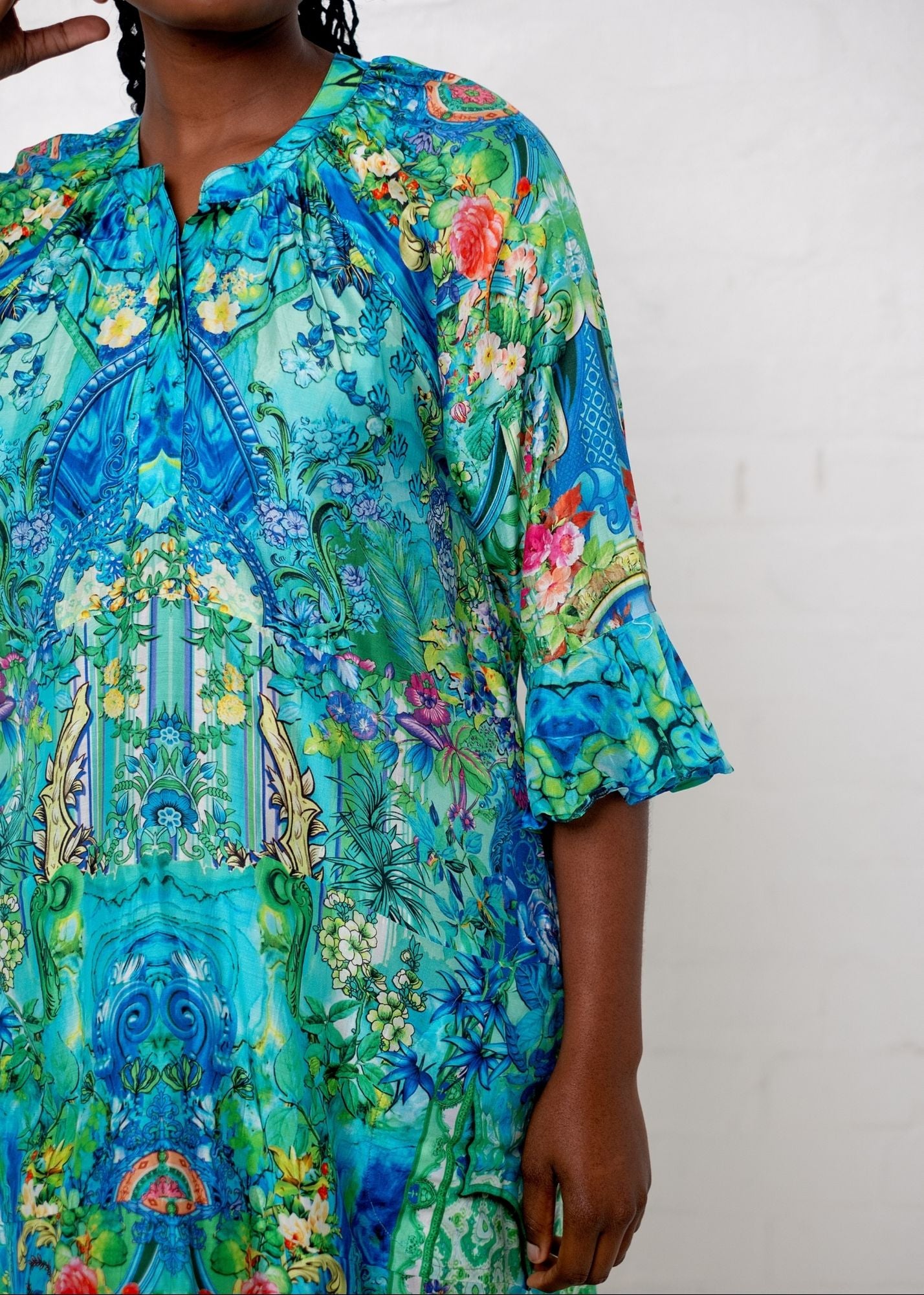 Jubilee Dress in Turquoise Crown Prnt