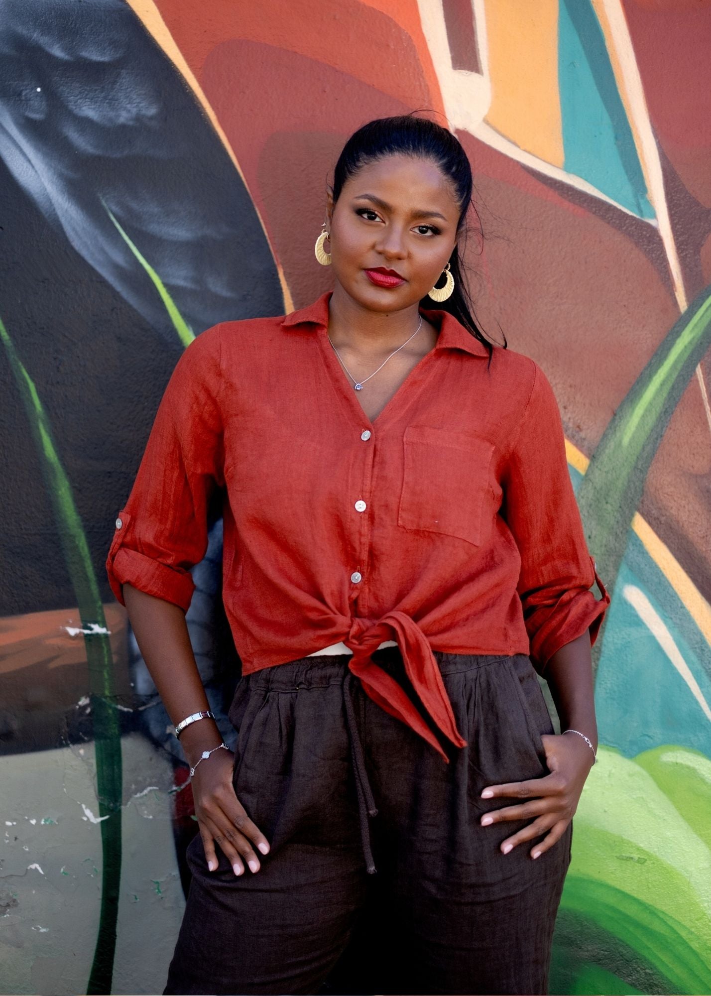 La Vita Linen Shirt -Terracotta