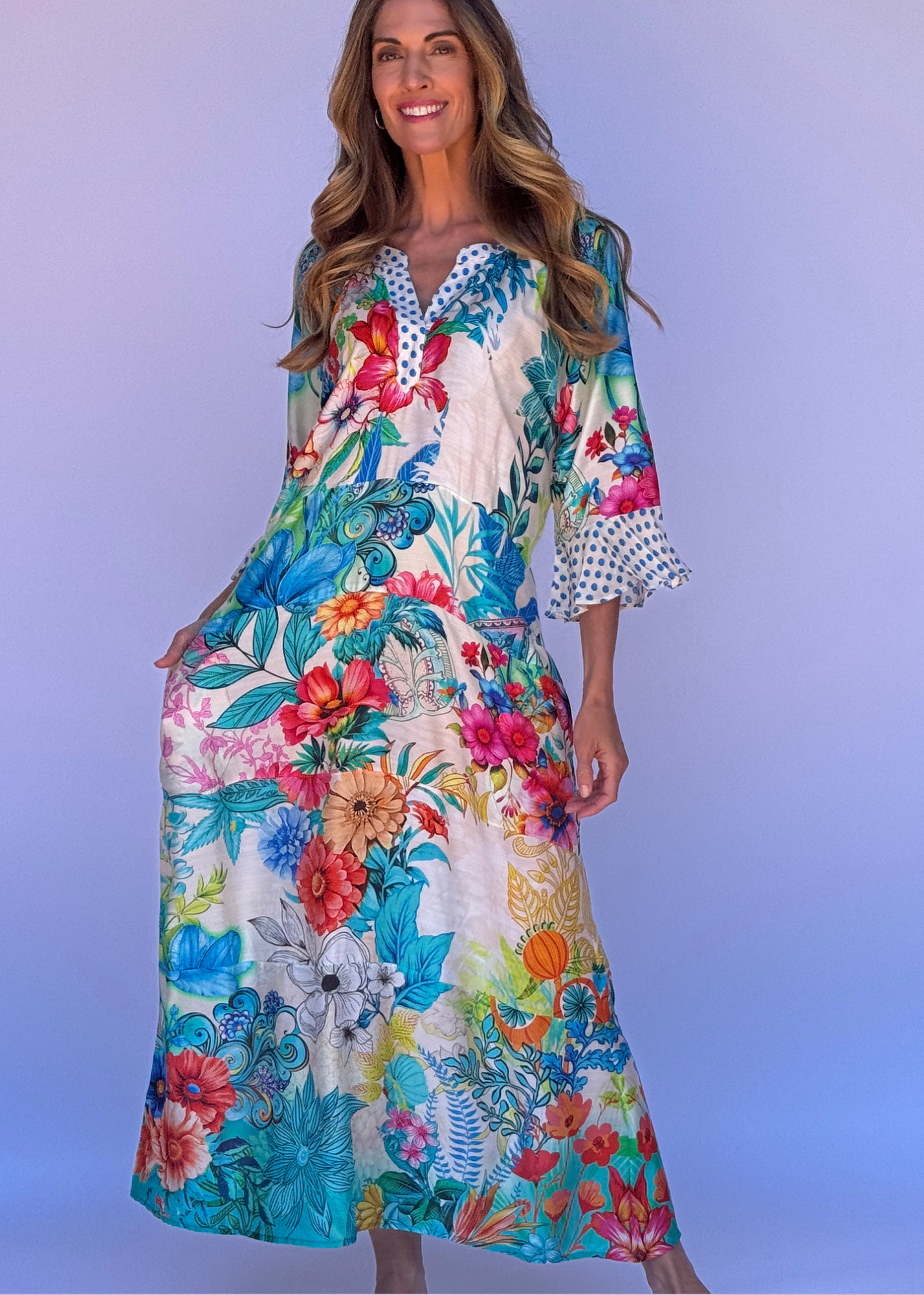 Jubilee Dress Cream Hibiscus