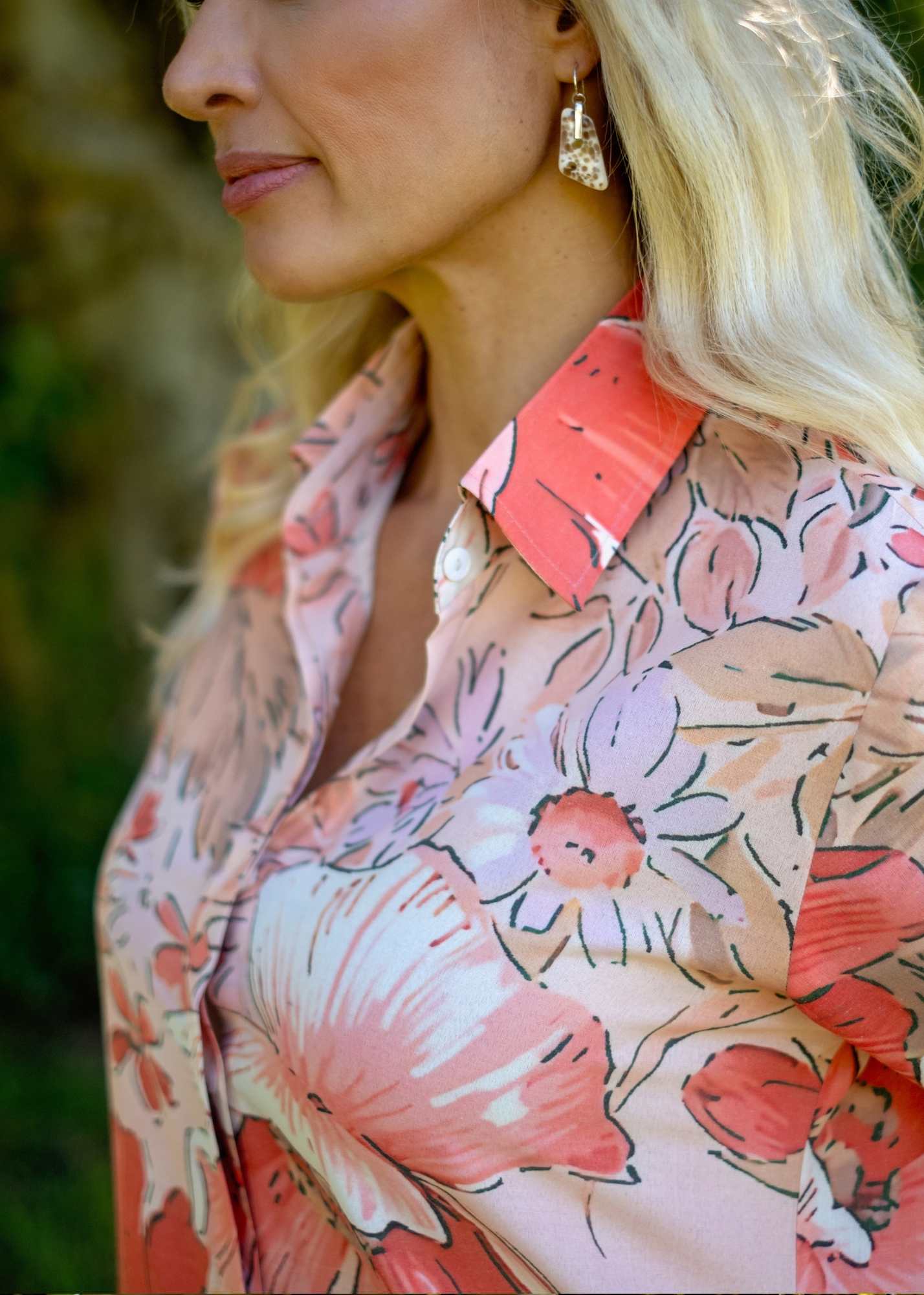Betty Button dress in Coral Floral (A-Line)  ***PRE-ORDER*** AVAILABLE 31 OCTOBER 2025