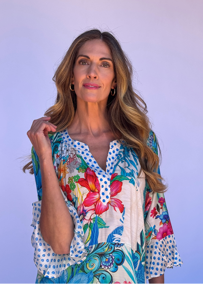 Jubilee Dress Cream Hibiscus