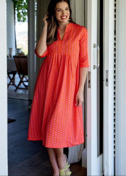 Lee-Ann pleated dress Long,  Naartjie and Pink