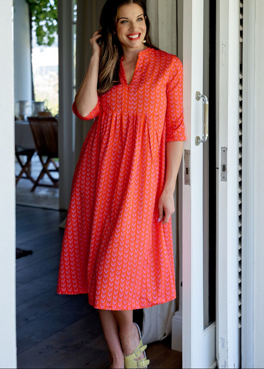 Lee-Ann pleated dress Long,  Naartjie and Pink