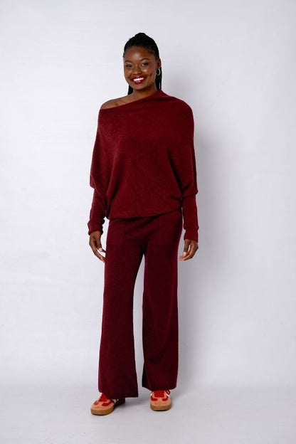 Urban Cozi Knit Pants in Maroon