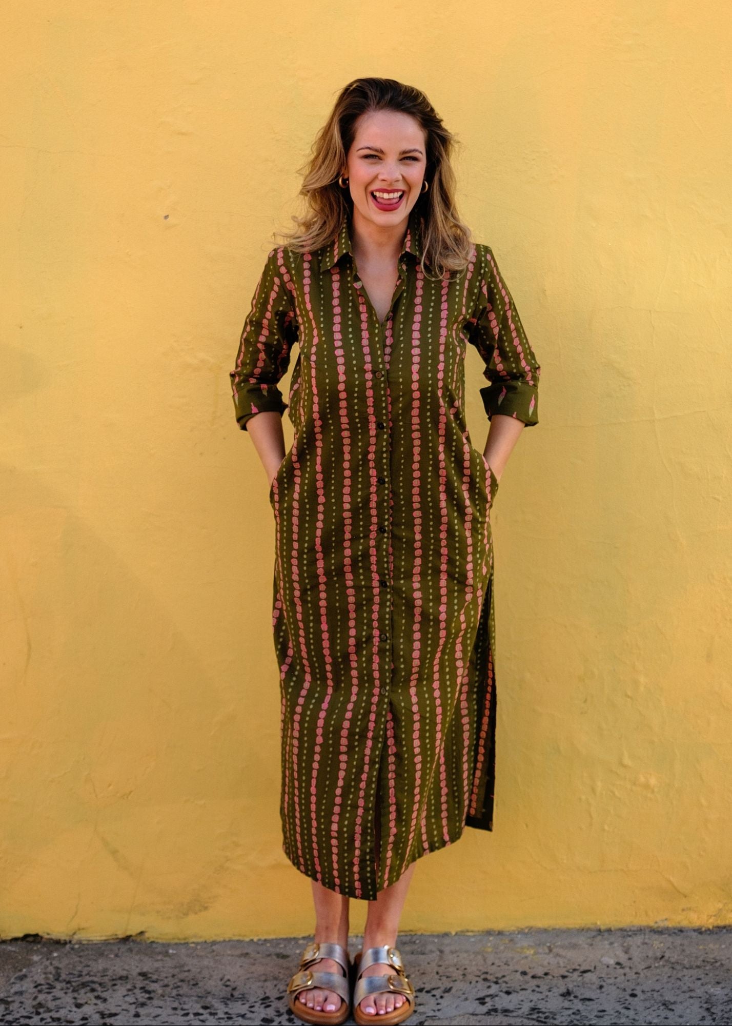 Emma Shirt Dress in Moss Green