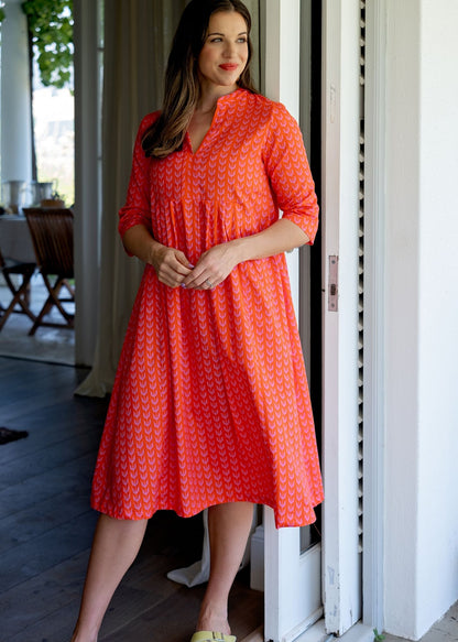 Lee-Ann pleated dress Long,  Naartjie and Pink