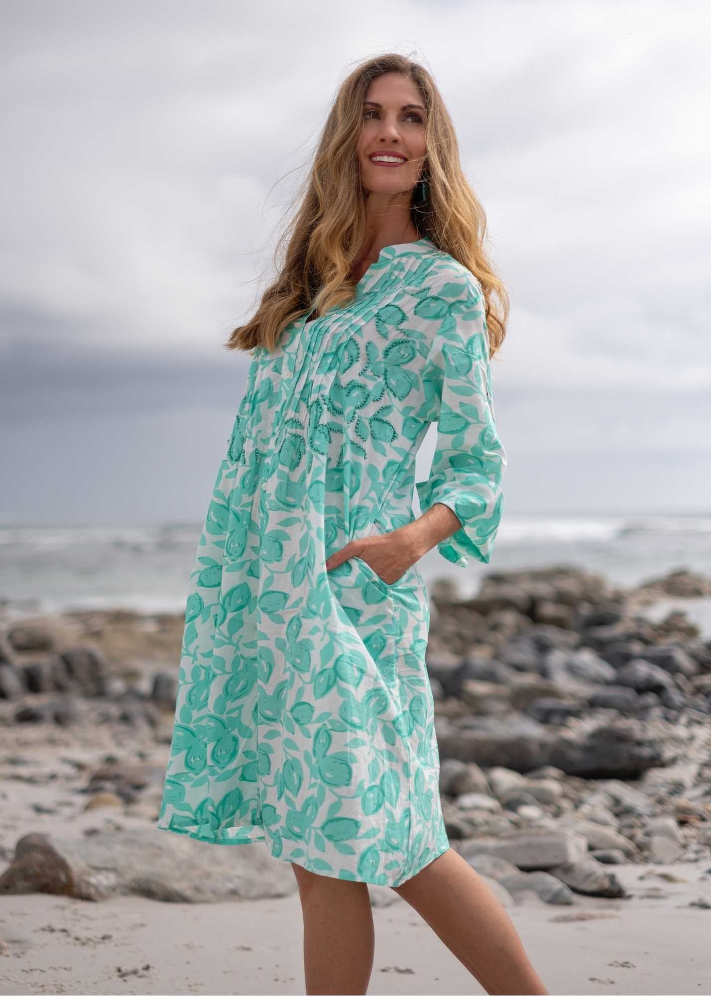 Manarola Dress in Turquoise