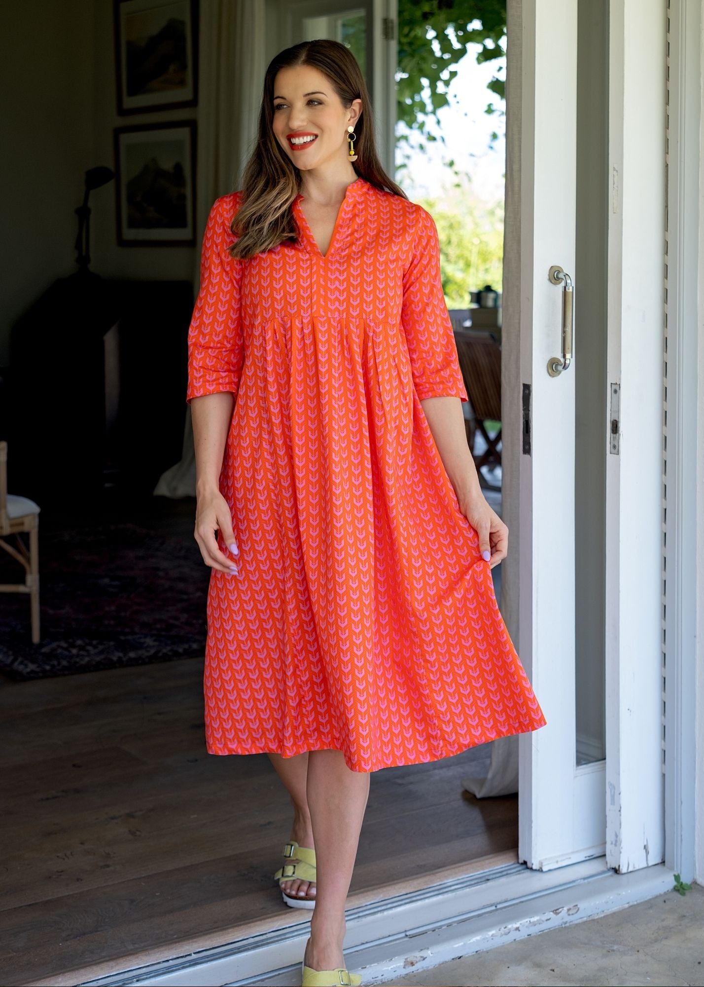 Lee-Ann pleated dress Long,  Naartjie and Pink