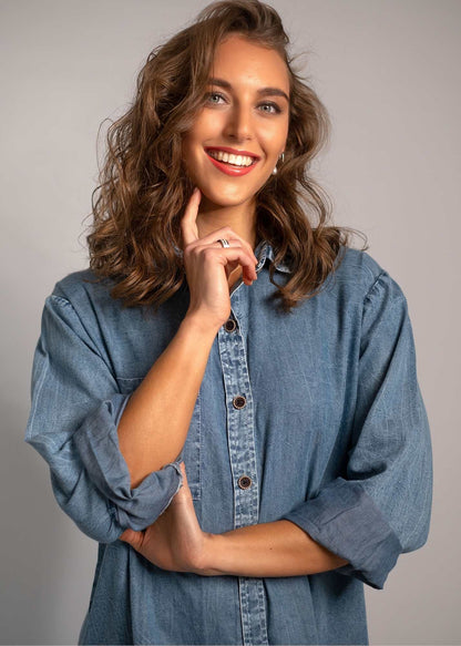 The Aurora Dress in Denim Blue