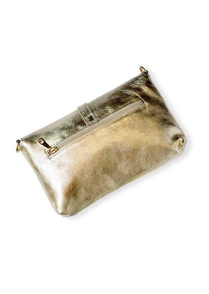 Capri Leather Crossbody Bag – Gold Shimmer