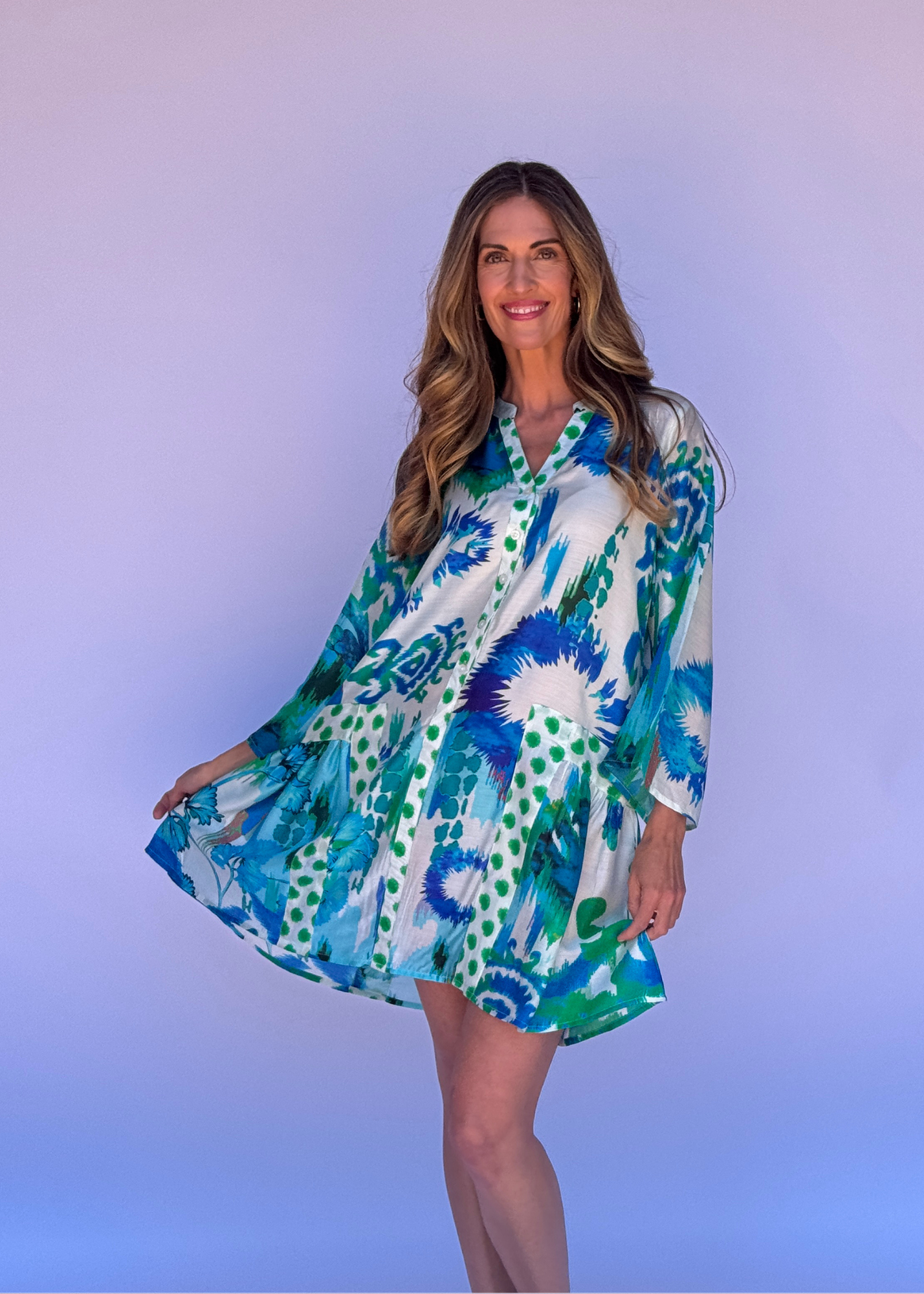 Amalfi Dress in Blue and Green