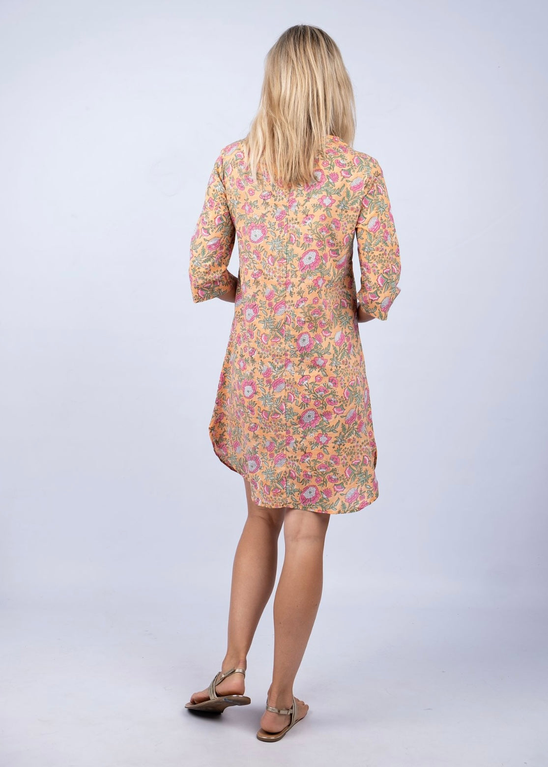 V-neck tunic, Soft orange floral